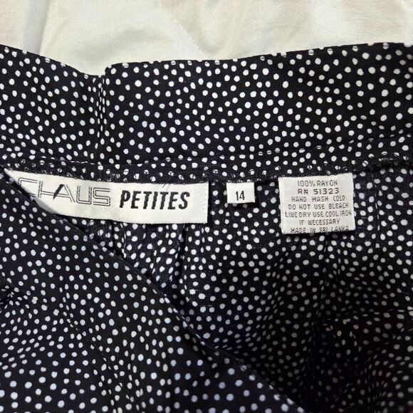 EUC CHAUS PETITES WIDE LEG DOTTED PLEATED SOFT PANTS SIZE 14 - Picture 13 of 16